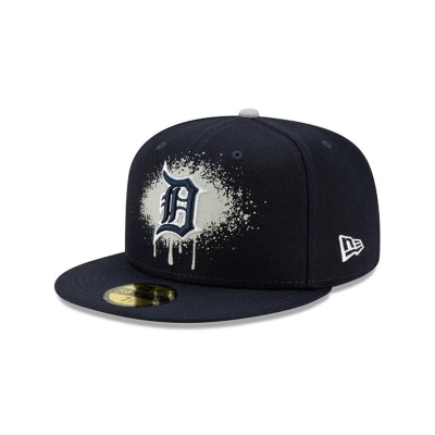 Blue Detroit Tigers Hat - New Era MLB Drip Front 59FIFTY Fitted Caps USA4250613